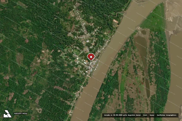 Imagem de satélite de Infração Ambiental em São Paulo de Olivença - AM (marcador da localização)