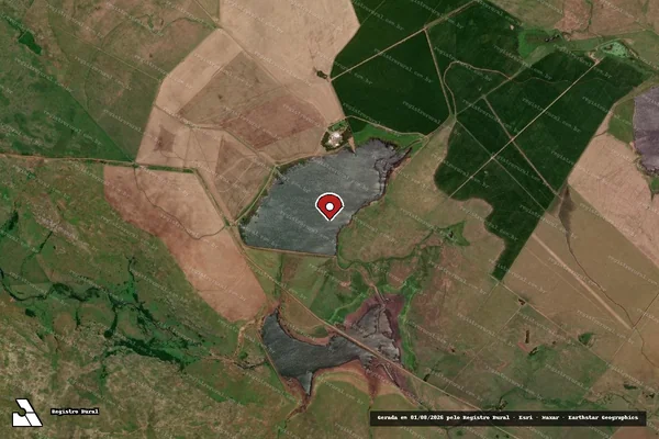 Imagem de satélite de Infração Ambiental em Uruguaiana - RS (marcador da localização)