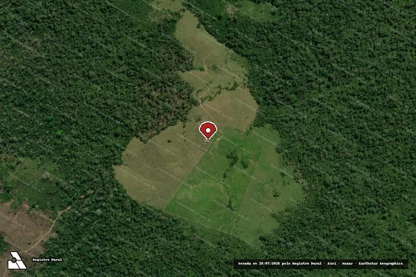 Imagem de satélite de Infração da Flora em Rio Branco - AC (marcador da localização)