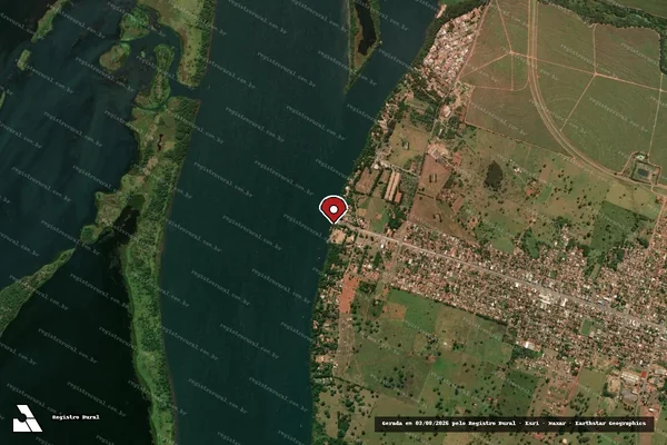 Imagem de satélite de Infração Ambiental em Paulicéia - SP (marcador da localização)