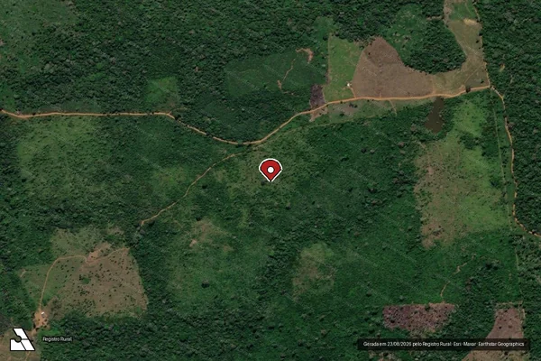 Imagem de satélite de Infração Ambiental em Trairão - PA (marcador da localização)