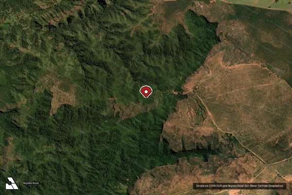 Imagem de satélite de Infração da Flora em Poxoréo - MT (marcador da localização)