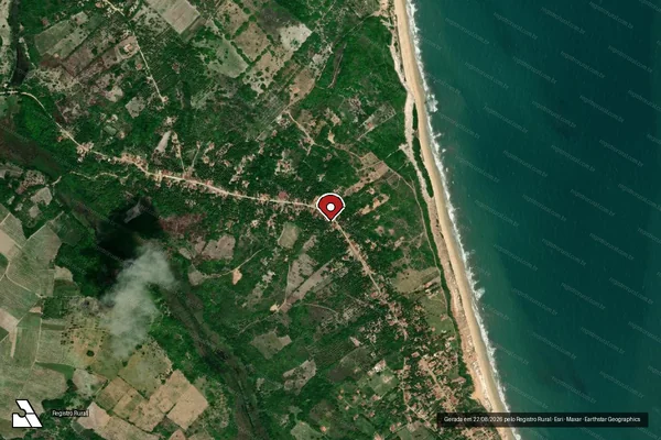 Imagem de satélite de Infração de Licenciamento(Não Classificada-Móvel) em Baía da Traição - PB (marcador da localização)