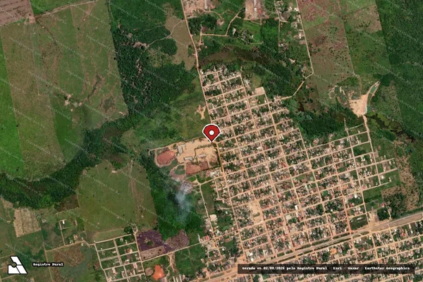 Imagem de satélite de Infração Ambiental em Placas - PA (marcador da localização)