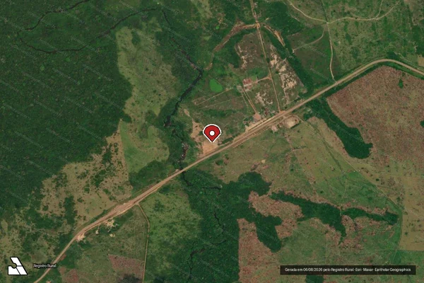 Imagem de satélite de Infração Ambiental em Rurópolis - PA (marcador da localização)