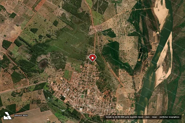 Imagem de satélite de Infração Ambiental em Cocalinho - MT (marcador da localização)