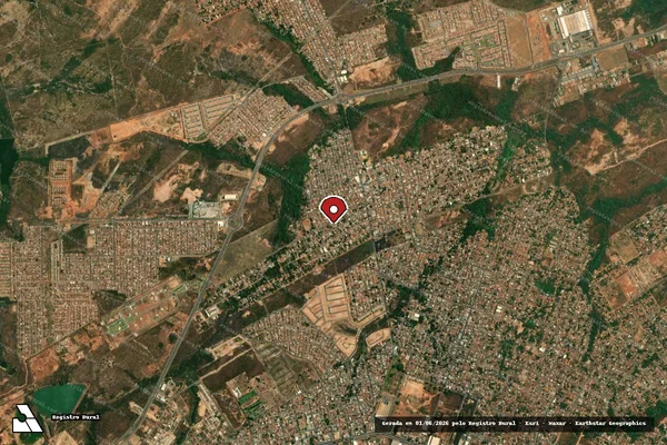 Imagem de satélite de Infração Ambiental em Várzea Grande - MT (marcador da localização)