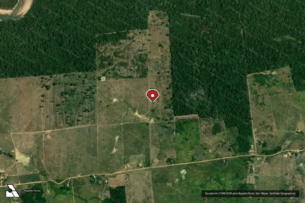 Imagem de satélite de Infração Ambiental em Rorainópolis - RR (marcador da localização)