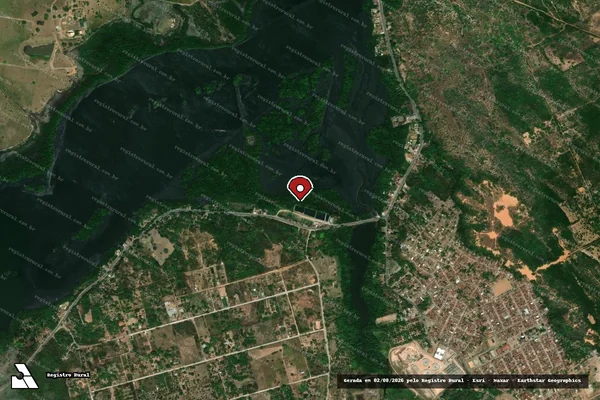 Imagem de satélite de Infração Ambiental em Macaíba - RN (marcador da localização)