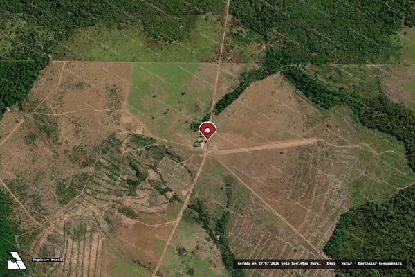 Imagem de satélite de Infração da Flora em Nova Canaã do Norte - MT (marcador da localização)