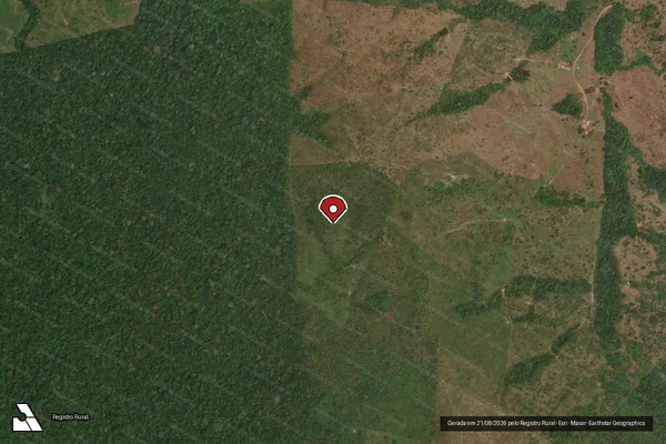 Imagem de satélite de Desmatamento em Cotriguaçu - MT (marcador da localização)