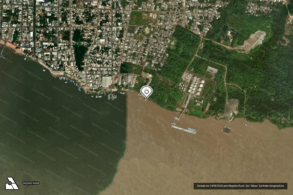 Imagem de satélite de Infração referente a Qualidade Ambiental em Itacoatiara - AM (marcador da localização)