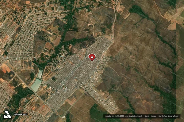 Imagem de satélite de Infração Ambiental em Cidade Ocidental - GO (marcador da localização)