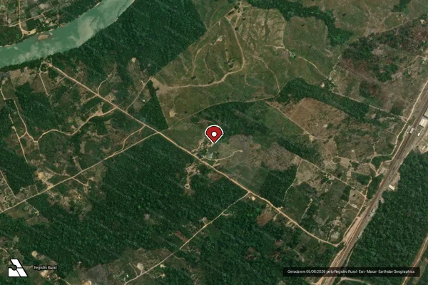Imagem de satélite de Infração da Flora em Marabá - PA (marcador da localização)