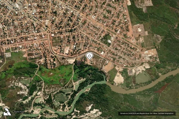 Imagem de satélite de Infração Ambiental em Santana do Araguaia - PA (marcador da localização)