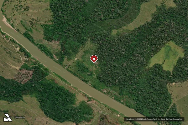 Imagem de satélite de Infração Ambiental em Lábrea - AM (marcador da localização)