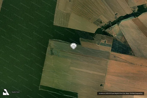 Imagem de satélite de Infração Ambiental em Querência - MT (marcador da localização)