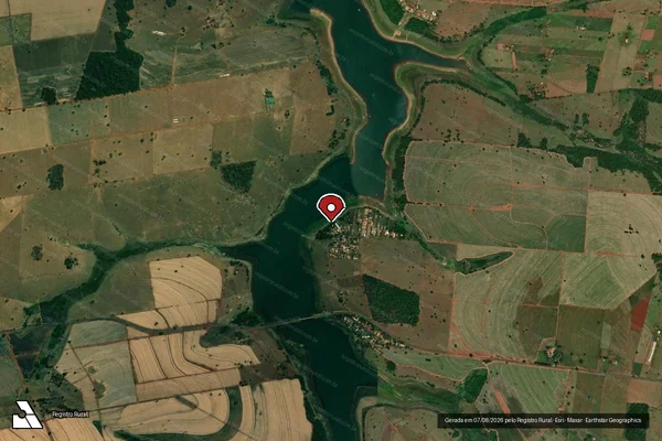 Imagem de satélite de Infração Ambiental em Fernandópolis - SP (marcador da localização)