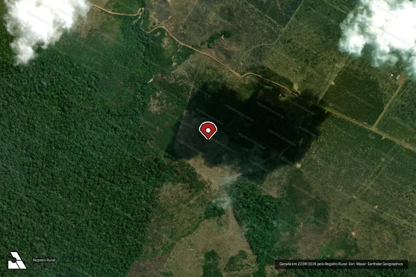 Imagem de satélite de Infração Ambiental em Apuí - AM (marcador da localização)