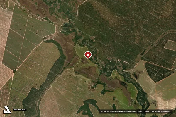 Imagem de satélite de Infração Ambiental em Alto Taquari - MT (marcador da localização)