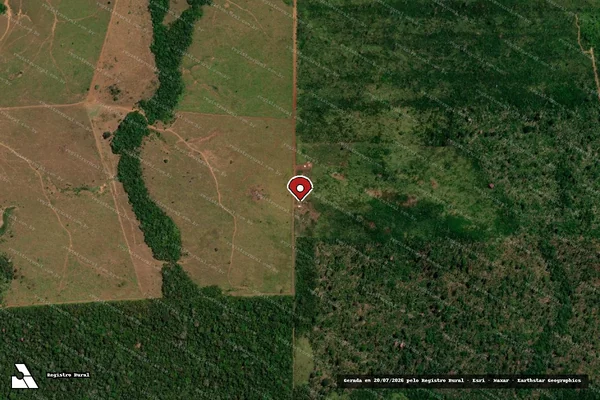 Imagem de satélite de Infração da Flora em Colniza - MT (marcador da localização)