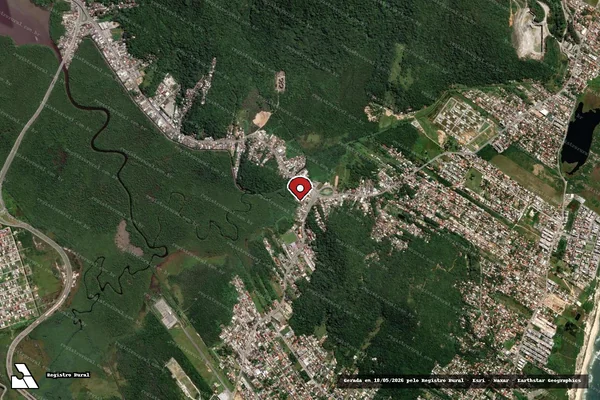 Imagem de satélite de Infração da Flora em Florianópolis - SC (marcador da localização)