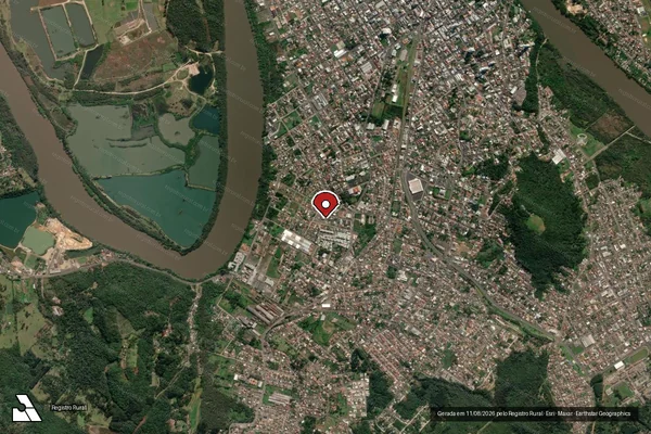 Imagem de satélite de Infração Ambiental em União da Vitória - PR (marcador da localização)