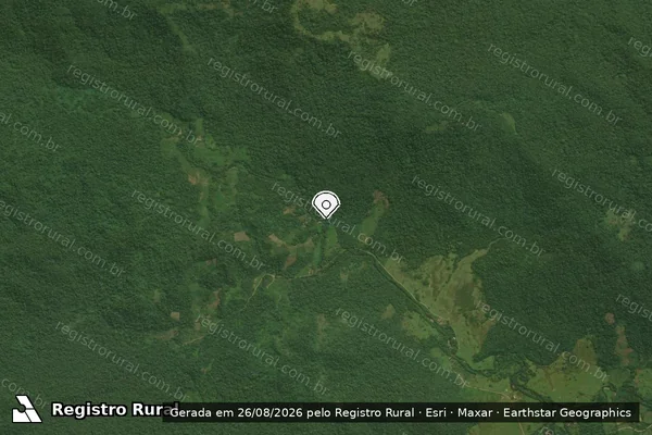 Imagem de satélite de Infração Ambiental em Guaraqueçaba - PR (marcador da localização)