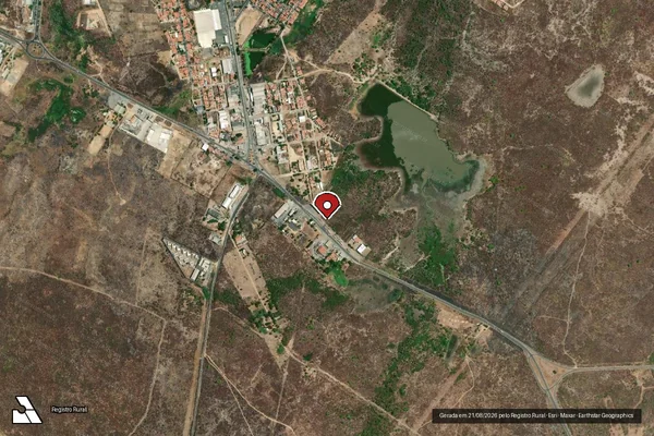 Imagem de satélite de Infração Ambiental em Sobral - CE (marcador da localização)