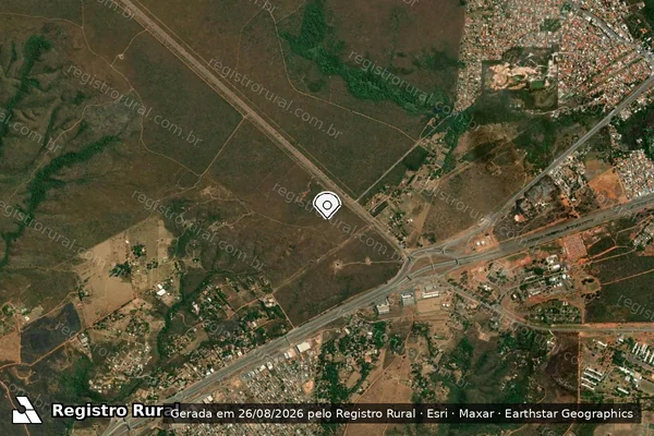 Imagem de satélite de Infração Ambiental em Brasília - DF (marcador da localização)