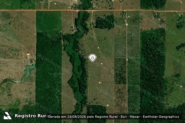 Imagem de satélite de Desmatamento em Campo Novo de Rondônia - RO (marcador da localização)