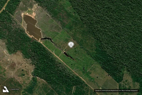 Imagem de satélite de Infração da Flora em Lábrea - AM (marcador da localização)