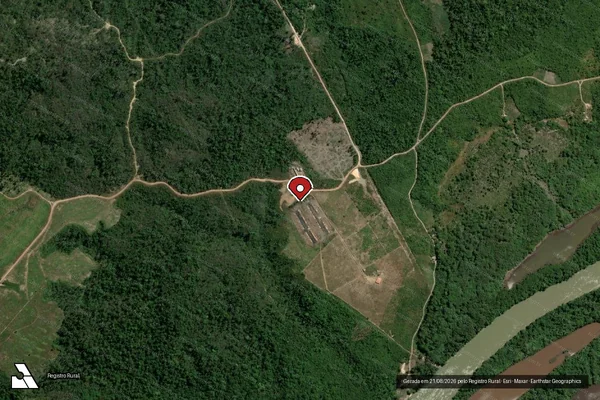 Imagem de satélite de Infração Ambiental em Belém - PA (marcador da localização)