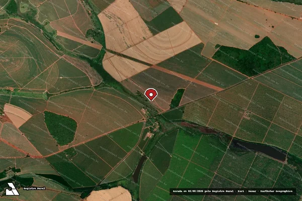 Imagem de satélite de Infração Ambiental em Colina - SP (marcador da localização)