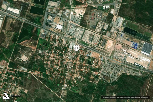 Imagem de satélite de Infração Ambiental em Fortaleza - CE (marcador da localização)