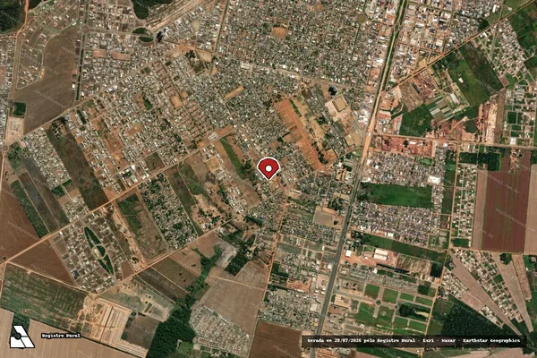 Imagem de satélite de Infração Ambiental em Sinop - MT (marcador da localização)