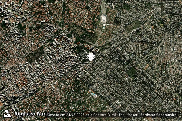Imagem de satélite de Infração Ambiental em São Paulo - SP (marcador da localização)