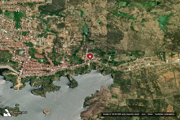 Imagem de satélite de Infração Ambiental em Coremas - PB (marcador da localização)