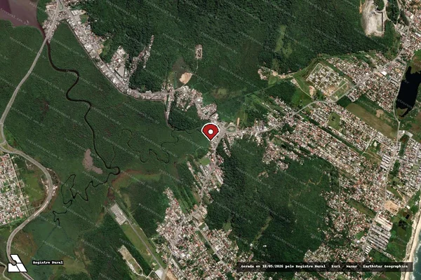 Imagem de satélite de Infração da Flora em Florianópolis - SC (marcador da localização)