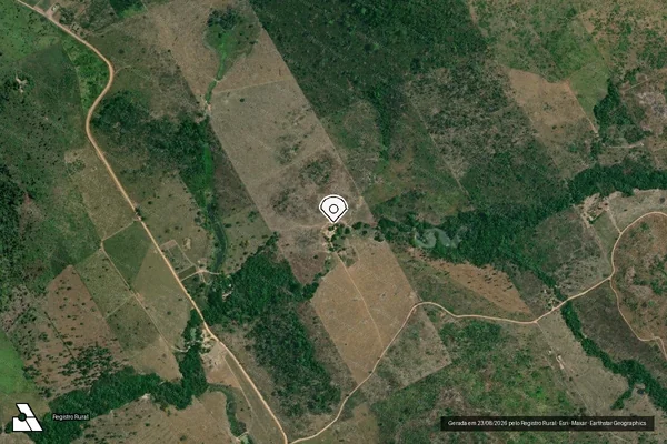 Imagem de satélite de Infração Ambiental em Novo Progresso - PA (marcador da localização)