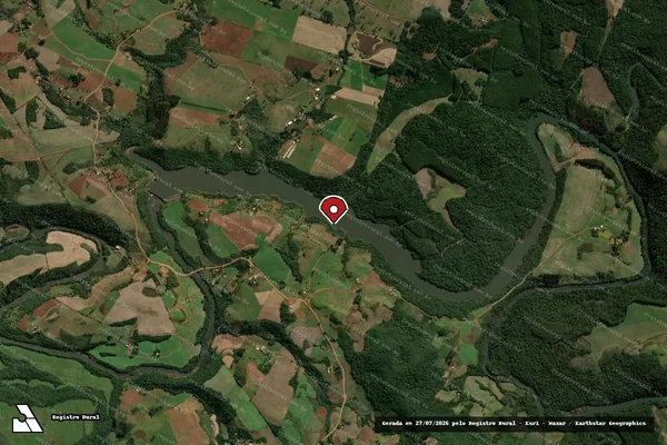 Imagem de satélite de Infração Ambiental em Passos Maia - SC (marcador da localização)