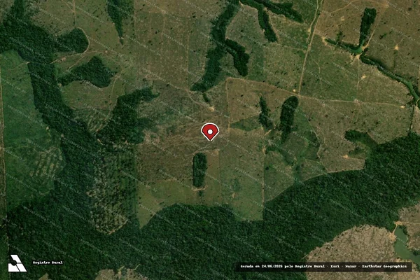 Imagem de satélite de Infração da Flora em Buritis - RO (marcador da localização)