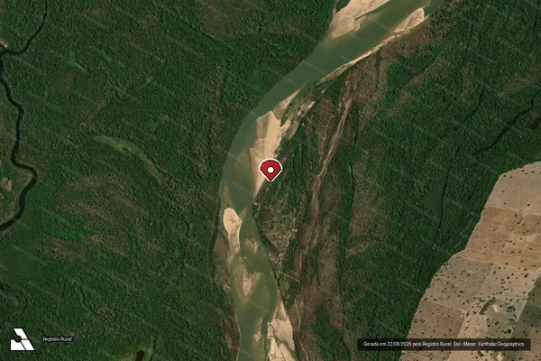 Imagem de satélite de Infração da Flora em Aruanã - GO (marcador da localização)