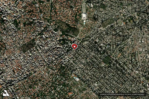 Imagem de satélite de Infração Ambiental em São Paulo - SP (marcador da localização)