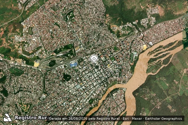 Imagem de satélite de Infração Ambiental em Governador Valadares - MG (marcador da localização)