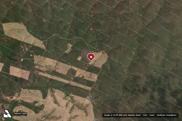 Imagem de satélite de Desmatamento em Serrita - PE (marcador da localização)