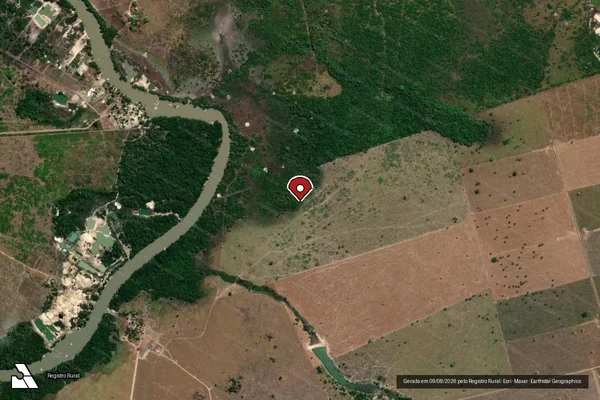 Imagem de satélite de Infração Ambiental em Altamira - PA (marcador da localização)