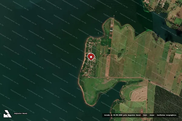 Imagem de satélite de Infração Ambiental em Rubinéia - SP (marcador da localização)