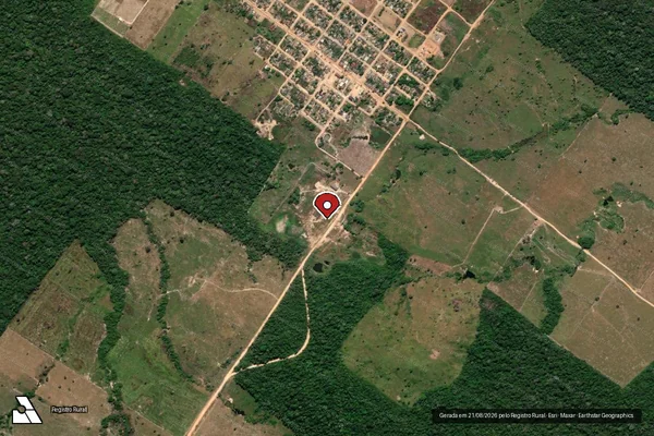 Imagem de satélite de Infração Ambiental em Espigão D'Oeste - RO (marcador da localização)