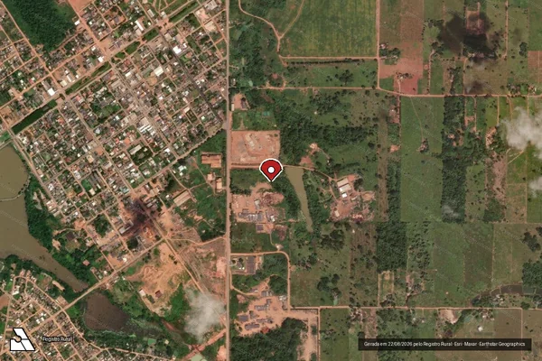 Imagem de satélite de Infração Ambiental em Juruena - MT (marcador da localização)